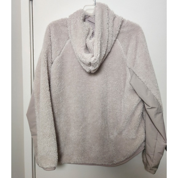 Nike Women's Beige‎ Sherpa Therma Fleece Hoodie Pullover Size Large Athleisure - Picture 3 of 14